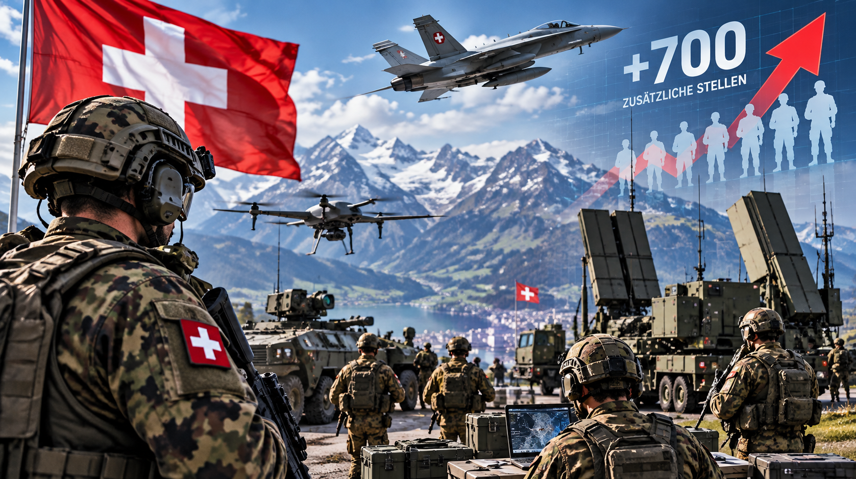 Symbolbild zur geplanten Aufrüstung der Schweizer Armee und zum steigenden Personalbedarf für neue militärische Systeme.