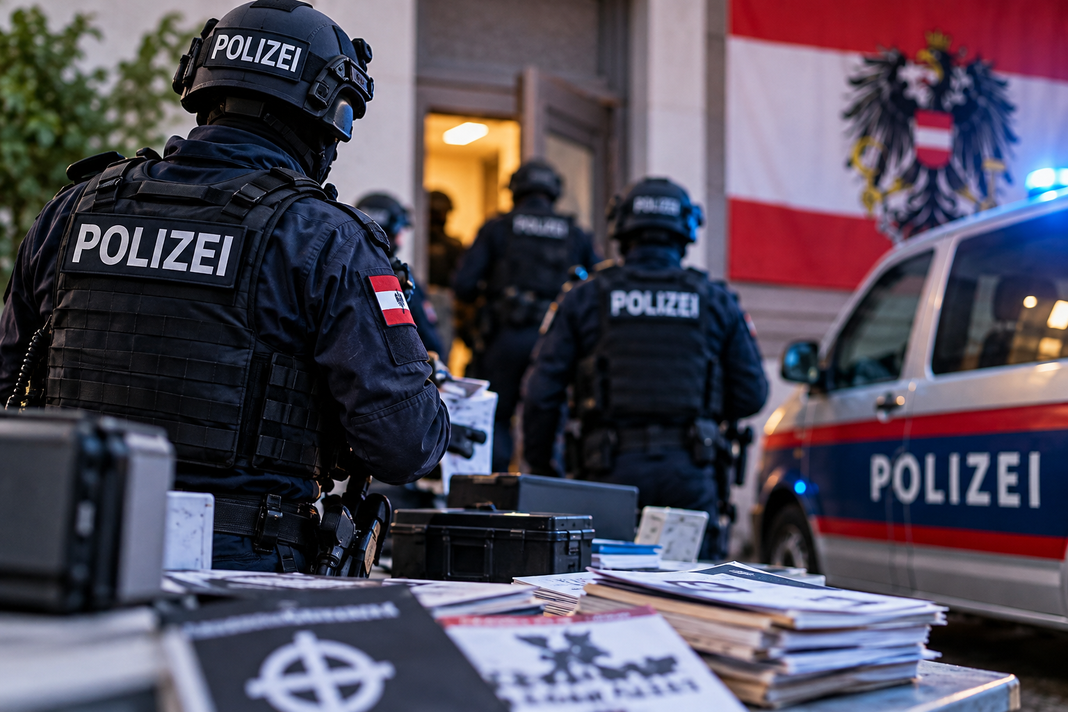 Symbolbild zu österreichweiten Ermittlungen gegen mutmasslich rechtsextreme Aktivitäten und zum Einsatz der Sicherheitsbehörden.