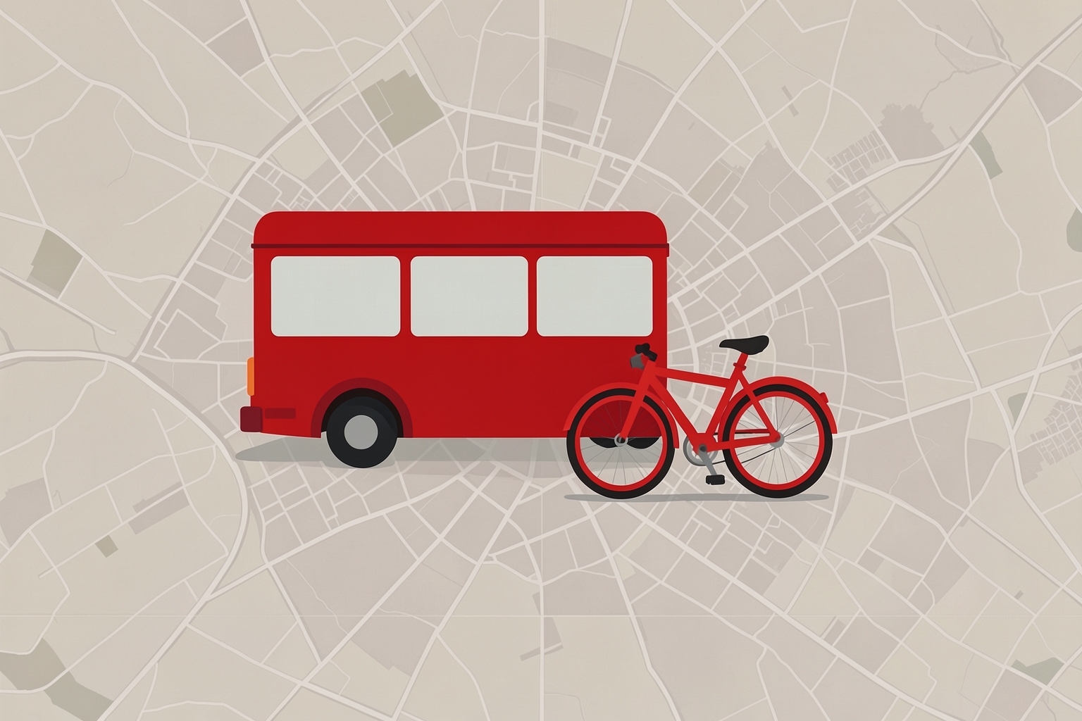 Symbolbild: Postauto und Fahrrad an einer städtischen Kreuzung – kein Foto des Unfalls (KI-generiertes Symbolbild)
