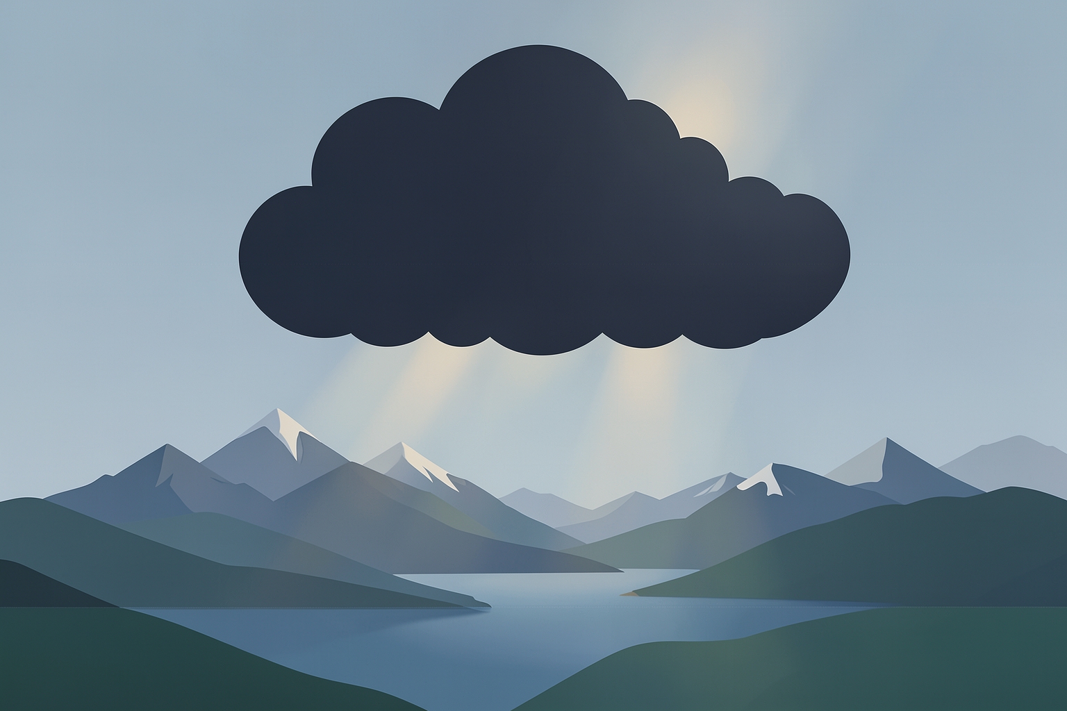 Symbolisches Bild einer dunklen Wolke über der Schweiz, das die angekündigte schwarze Bise und Kaltfront veranschaulicht. (KI-generiertes Symbolbild)