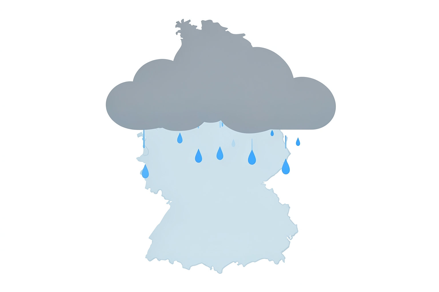 Symbolisches Wetterbild – Kaltfront mit Regen über Deutschland (KI-generiertes Symbolbild)