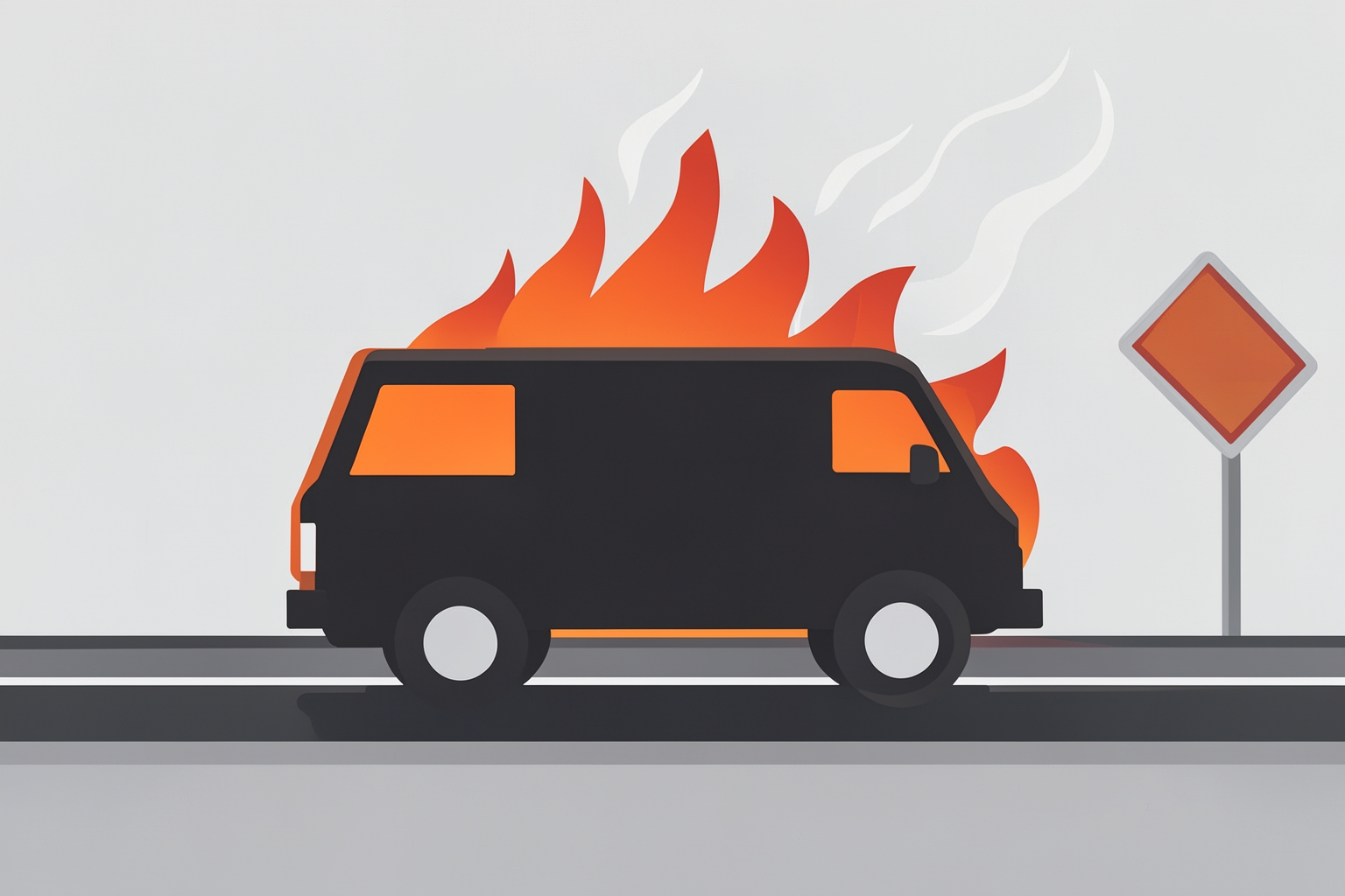 Symbolisches Bild eines brennenden Lastwagens auf einer Autobahn, das den Vorfall visualisiert. (KI-generiertes Symbolbild)